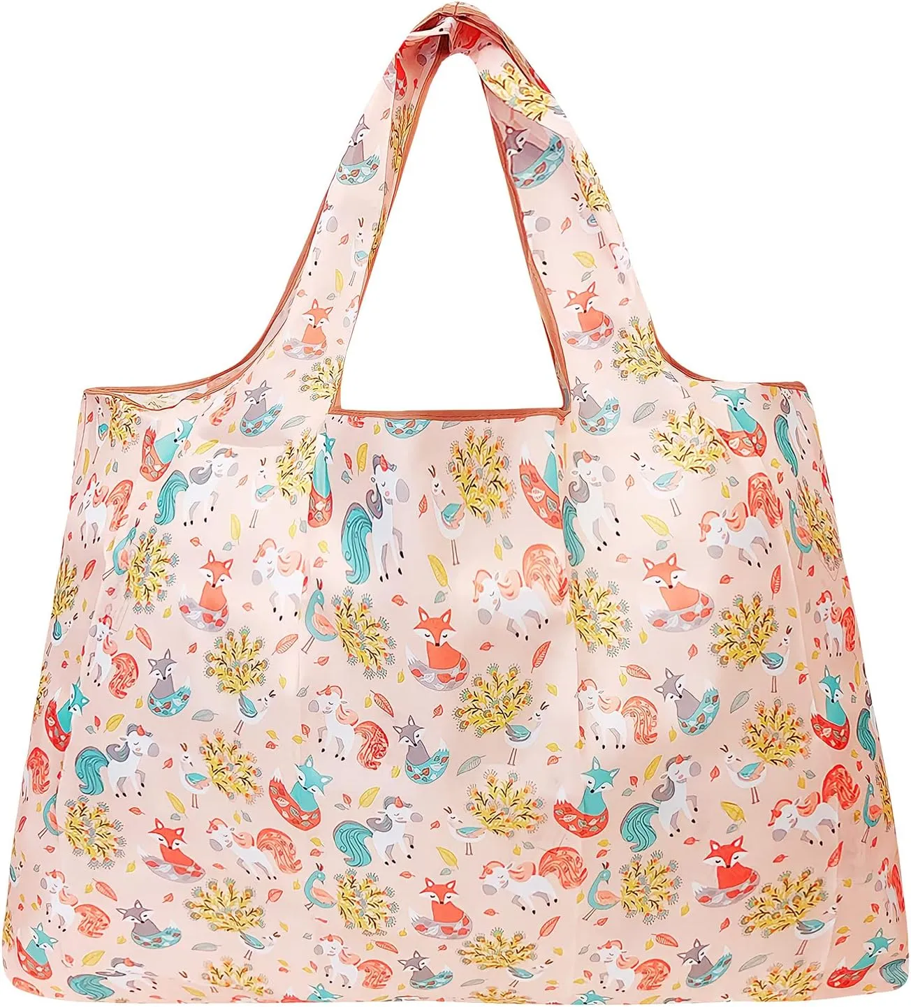 allydrew Large Foldable Tote Nylon Reusable Grocery Bags, 5 Pack