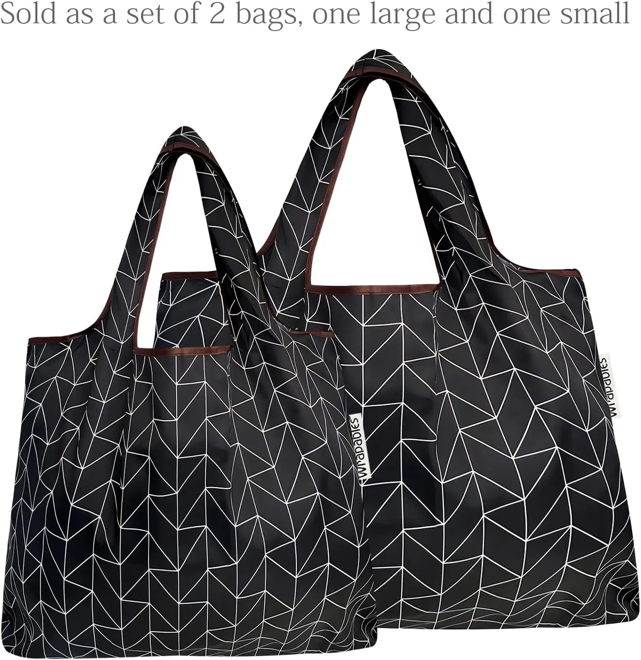 allydrew P73983 Large & Small Foldable Tote Nylon Reusable Grocery Bags, Set of 2