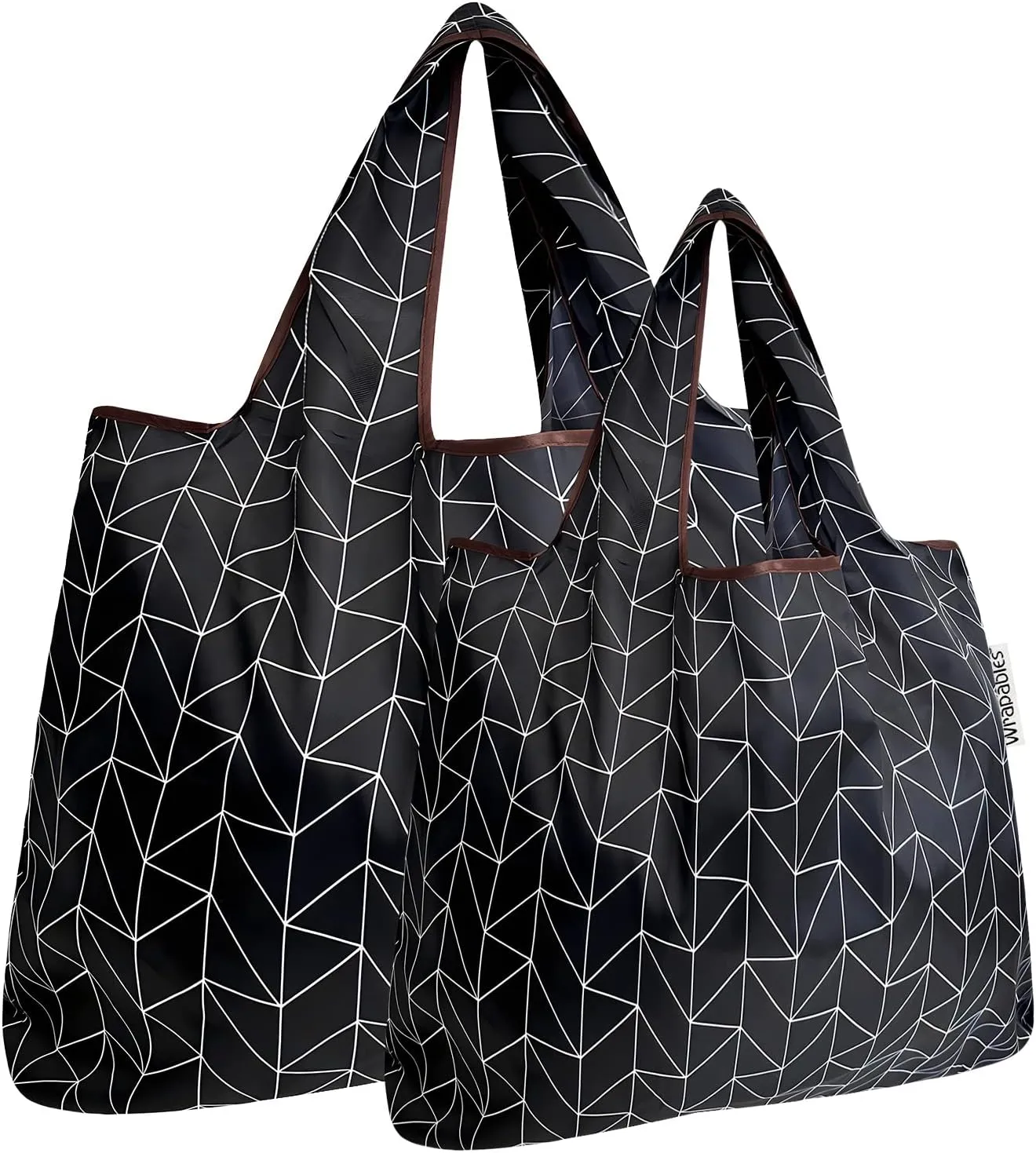 allydrew P73983 Large & Small Foldable Tote Nylon Reusable Grocery Bags, Set of 2
