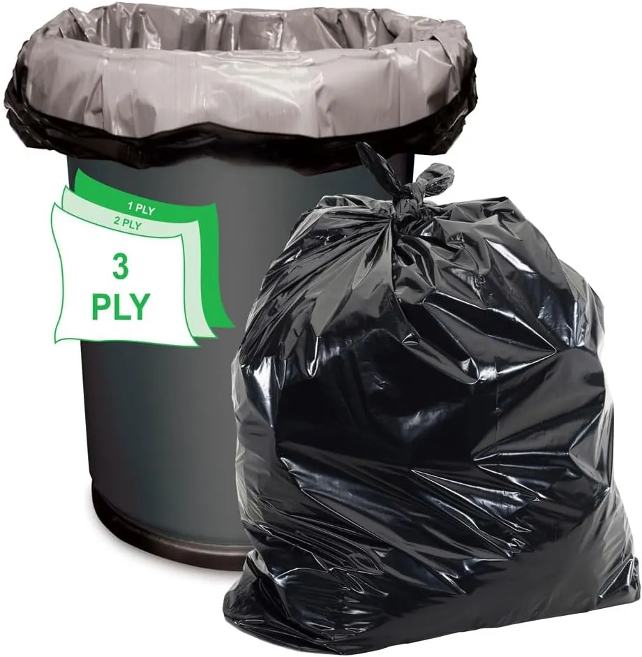Aluf Plastics 55-60 Gallon Trash Bags - (100 Count) 1.25 MIL (Equiv) Low Density Plastic Garbage Bags - 38" x 58" for Home, Kitchen, Office, Commercial