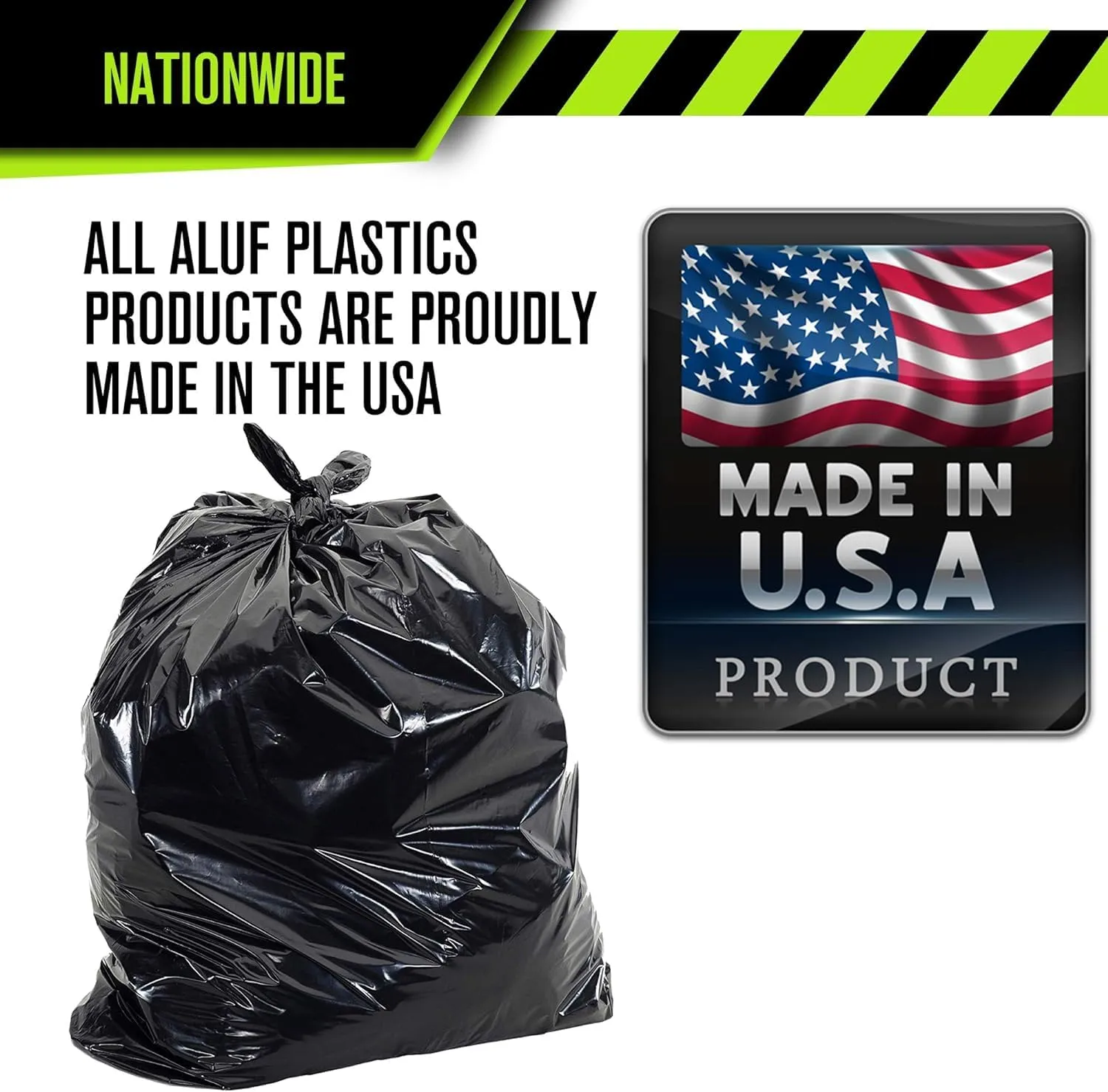 Aluf Plastics 55 Gallon Trash Bags Heavy Duty - (Huge) - 2.0 MIL Thick (equiv) - 38" x 58" - Garbage Bags for Toter, Contractors, Lawn, Leaf, Yard Waste, Kitchen, Industrial, Black, 50 Pack