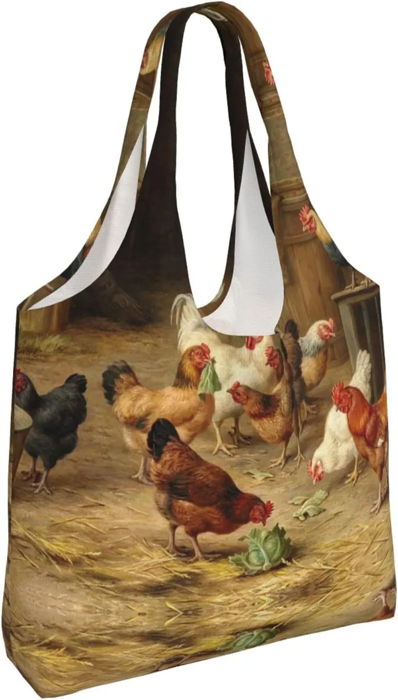 AMAZWI Red White Mushroom Canvas Tote Bag,Kitchen Reusable Grocery Bags,Work Handbag Tote,Weekender Bag Shopper Handbag