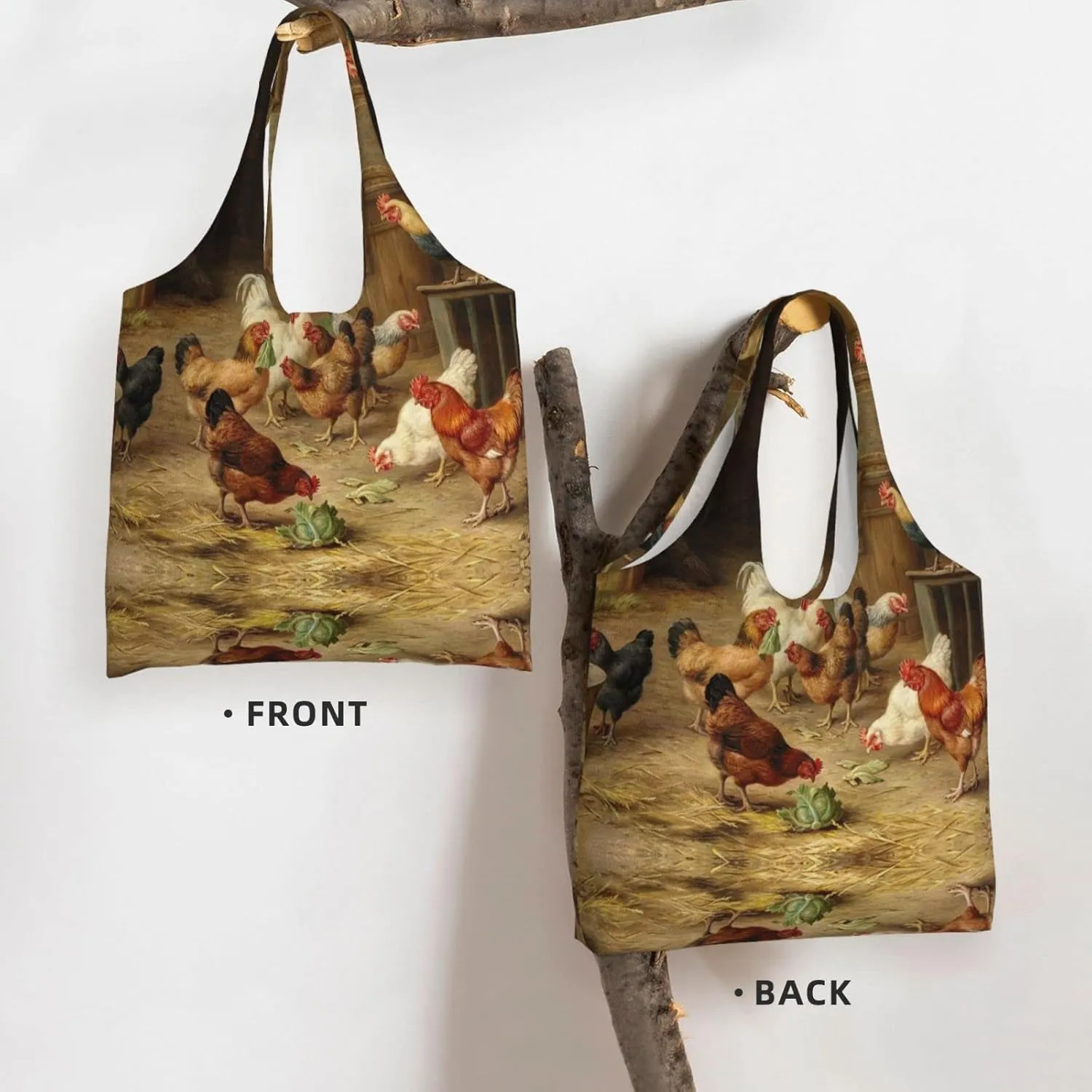AMAZWI Red White Mushroom Canvas Tote Bag,Kitchen Reusable Grocery Bags,Work Handbag Tote,Weekender Bag Shopper Handbag