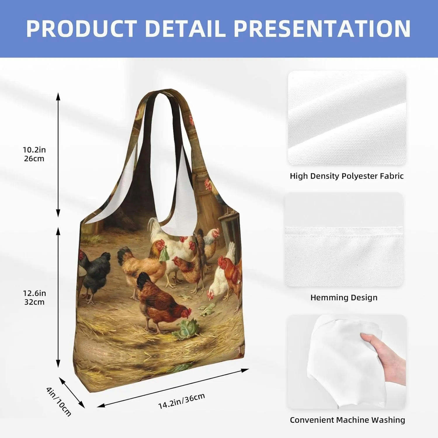 AMAZWI Red White Mushroom Canvas Tote Bag,Kitchen Reusable Grocery Bags,Work Handbag Tote,Weekender Bag Shopper Handbag