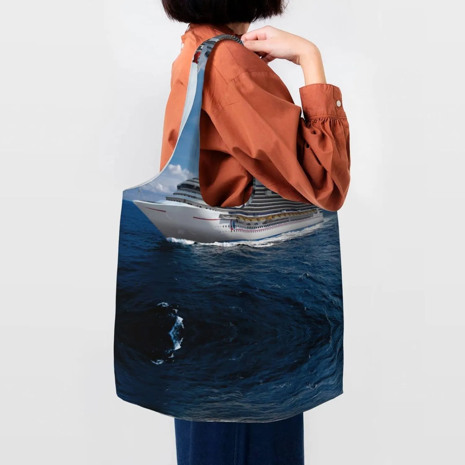 AMAZWI Red White Mushroom Canvas Tote Bag,Kitchen Reusable Grocery Bags,Work Handbag Tote,Weekender Bag Shopper Handbag