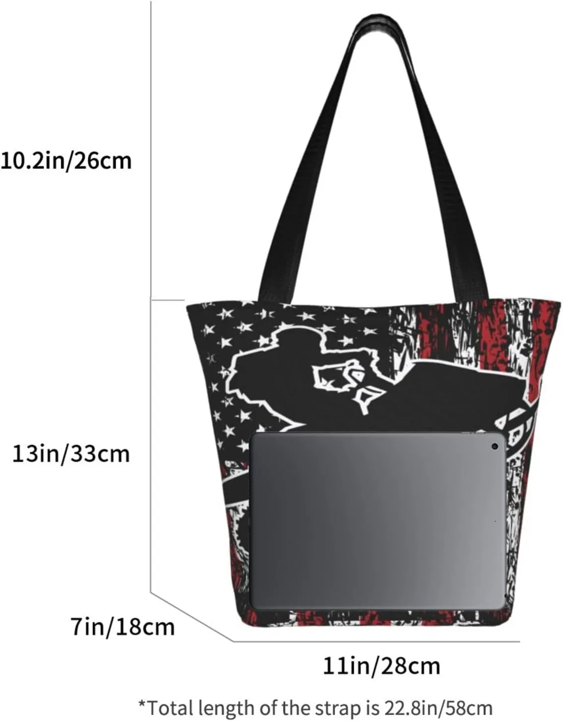 American Motorcycle Flag Dirt Bike Women's Tote Bag Shoulder Bag Shopping Handbag Large Capacity Handbag With Zipper