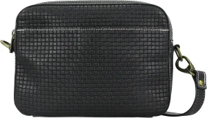Anna by Anuschka Heritage Collection Women's Genuine Leather Multicompartment Crossbody - Basket Embossed Black