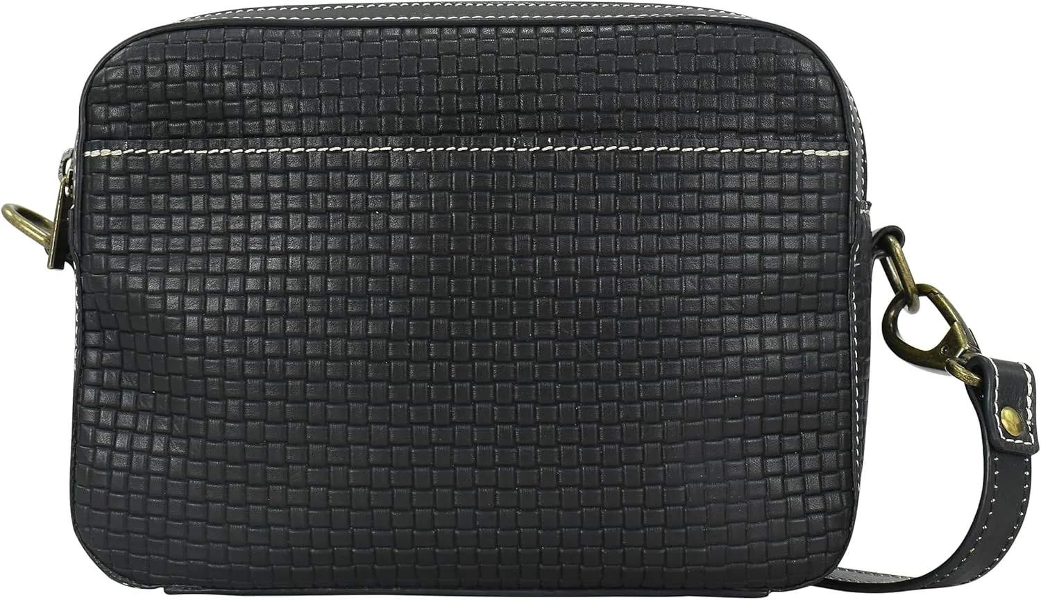 Anna by Anuschka Heritage Collection Women's Genuine Leather Multicompartment Crossbody - Basket Embossed Black