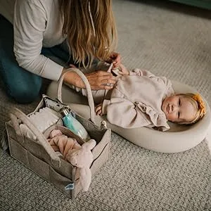 ANYMOM Mommy Diaper Bag Light Grey Organizer Multifunctional Newborn Things Nursery Stackers and Caddies Pouch Large Storage