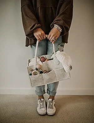 ANYMOM Mommy Diaper Bag Light Grey Organizer Multifunctional Newborn Things Nursery Stackers and Caddies Pouch Large Storage