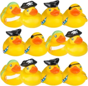 ArtCreativity Pirate Rubber Ducks (Pack of 12) - 2 Inch Pirate Ducks for Jeeps, Pirate Party Favors & Decorations, Cute Rubber Ducks Pirate Toys for Bath, Pool, Carnival & Pirate-Themed Parties