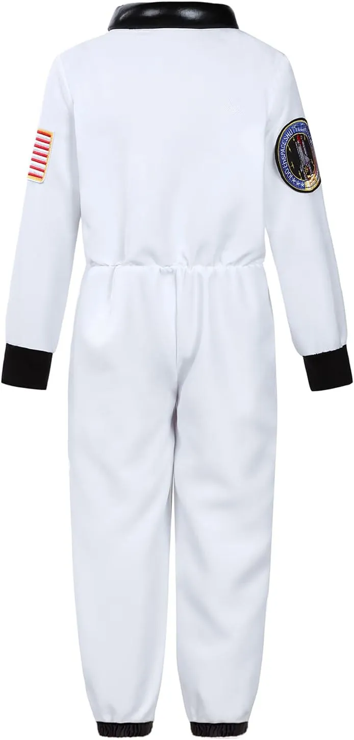 Astronaut Costume for Kid Boy NASA Space Jumpsuit Space Outfit Pretend Dress up 3-12Years
