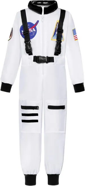 Astronaut Costume for Kid Boy NASA Space Jumpsuit Space Outfit Pretend Dress up 3-12Years