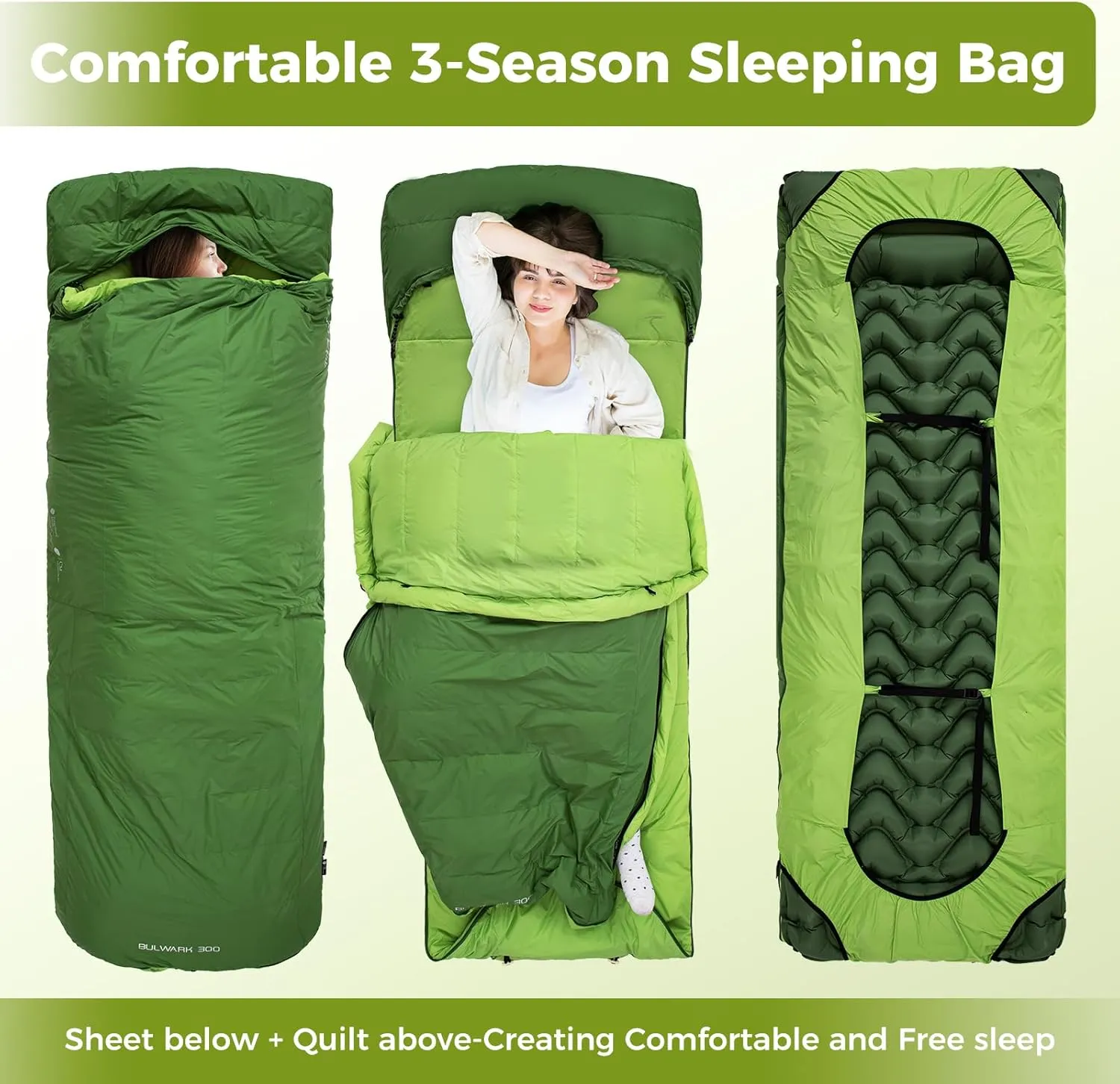 ATEPA Down Sleeping Bag, Recycled 650FP 0 Degree 40 Degree 4 Season Summer & Winter Compact Rectangle Lightweight Waterproof Wearable Sleeping Bag with Compression Sack for Camping Backpacking Hiking