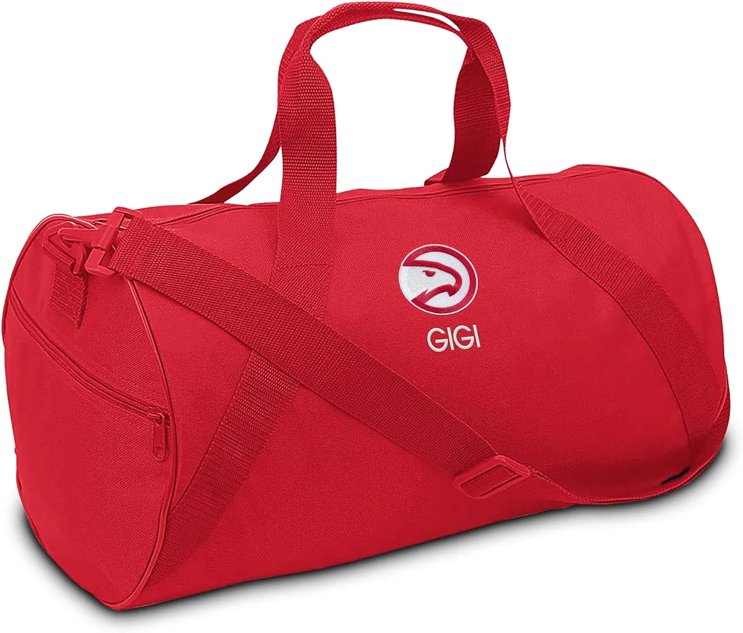 Atlanta Hawks Personalized Duffel Bags for Kids - Official NBA Logo Embroidery, Removable Shoulder Strap, Polyester, 19” x 14” (Red)