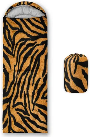 Axolotl Tiger Skin Sleeping Bag,3 Season Warm Cool Weather Waterproof Portable Camping Bag for Adults,Lightweight Backpacking Bag with Compression Sack for Camping Travelling Outdoor Picnic,Yellow