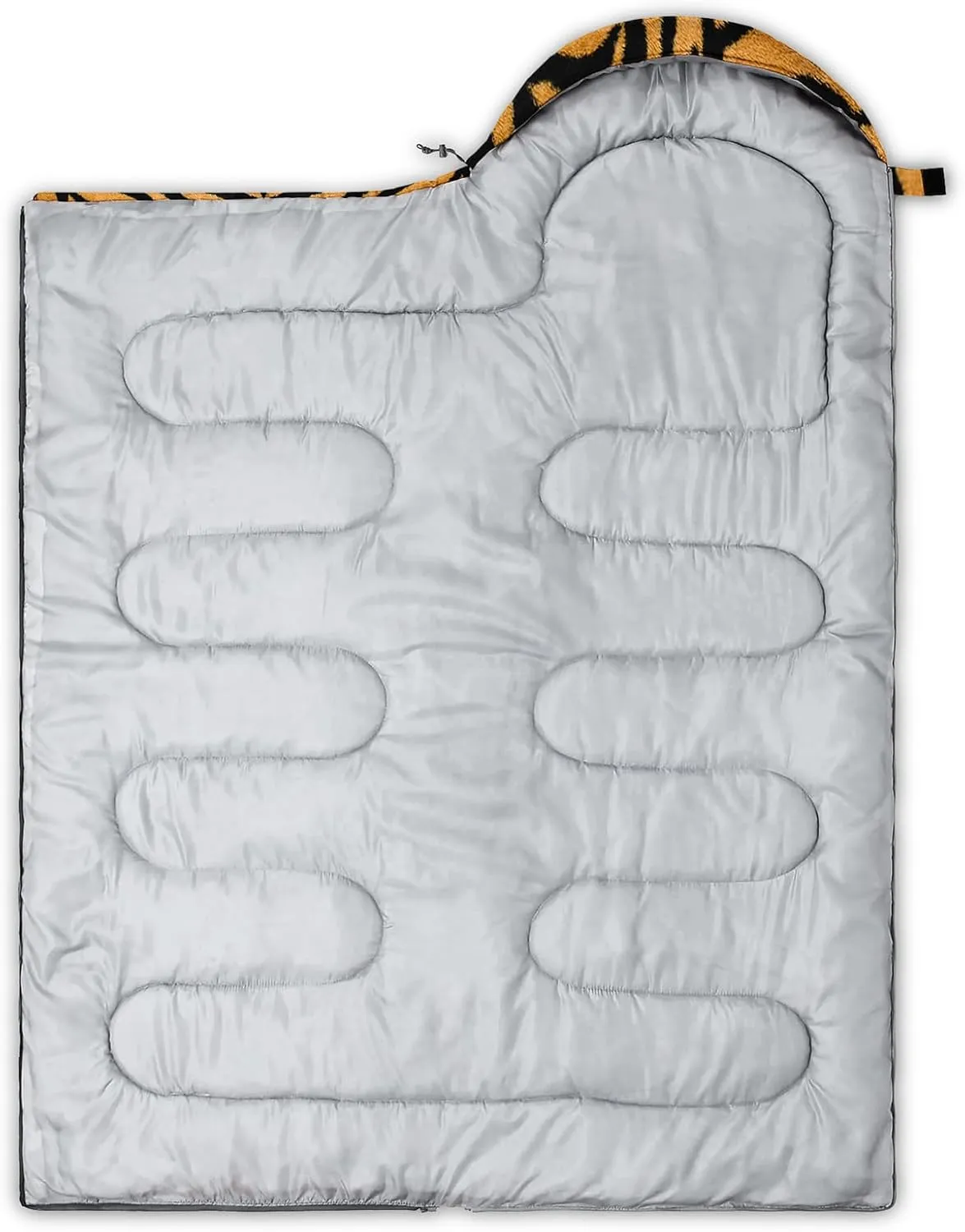 Axolotl Tiger Skin Sleeping Bag,3 Season Warm Cool Weather Waterproof Portable Camping Bag for Adults,Lightweight Backpacking Bag with Compression Sack for Camping Travelling Outdoor Picnic,Yellow