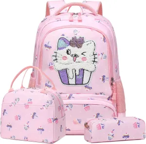 Backpack Unicorn for Girls School Preschool Backpack for Girls 3 IN 1 School Bookpack Set with Lunch Bag Pencil Bag