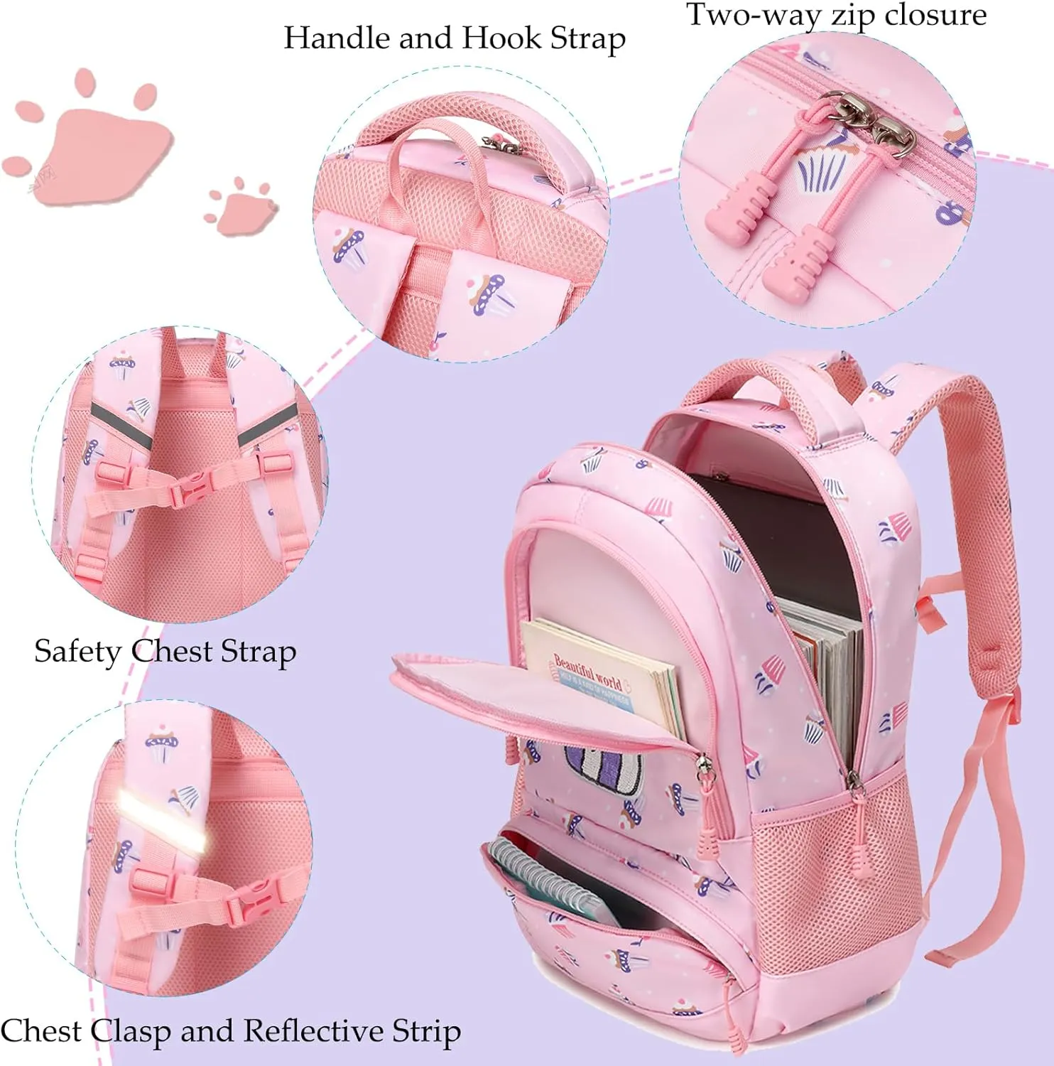 Backpack Unicorn for Girls School Preschool Backpack for Girls 3 IN 1 School Bookpack Set with Lunch Bag Pencil Bag