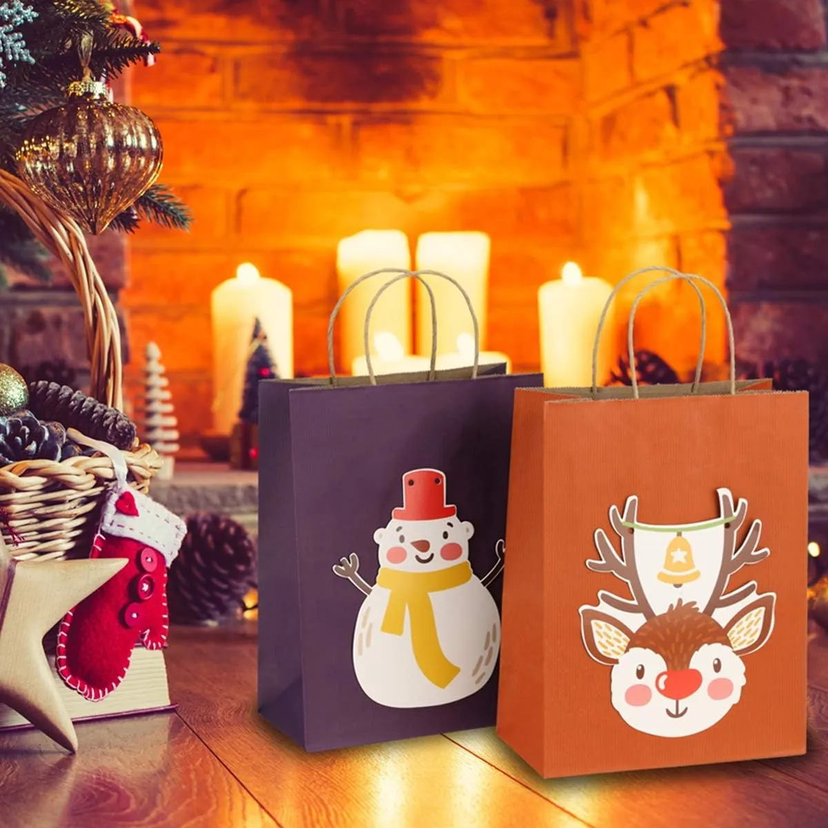 BagDream Gift Bags 100Pcs 5.25x3x8 Small Kraft Paper Gift Bags with Handles Bulk, Purple Paper Sacks for Small Business, Retail, Merchandise, Grocery, Wedding Birthday Party favor
