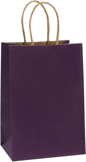 BagDream Gift Bags 100Pcs 5.25x3x8 Small Kraft Paper Gift Bags with Handles Bulk, Purple Paper Sacks for Small Business, Retail, Merchandise, Grocery, Wedding Birthday Party favor