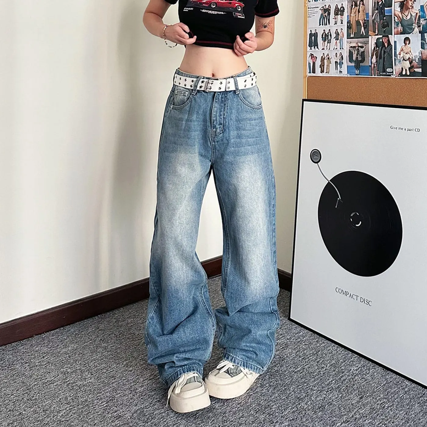 Baggy Jeans for Woman Y2k Pants Straight Leg High Waisted Jeans Womens Boyfriend Vintage Clothes Streetwear