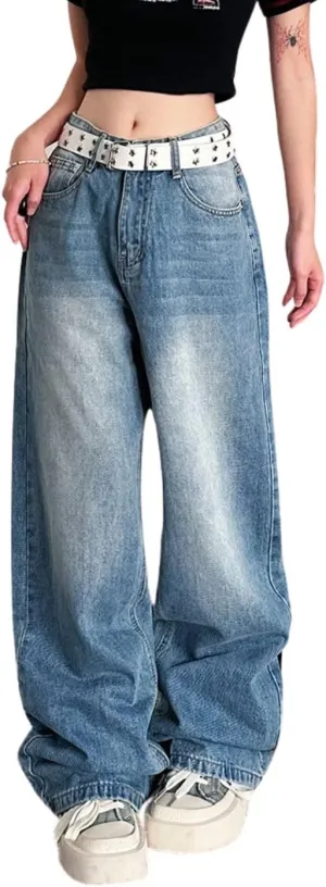 Baggy Jeans for Woman Y2k Pants Straight Leg High Waisted Jeans Womens Boyfriend Vintage Clothes Streetwear