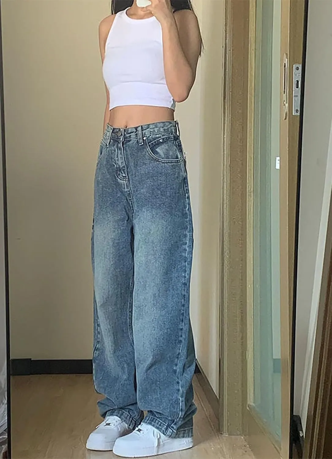 Baggy Jeans for Woman Y2k Pants Straight Leg High Waisted Jeans Womens Boyfriend Vintage Clothes Streetwear