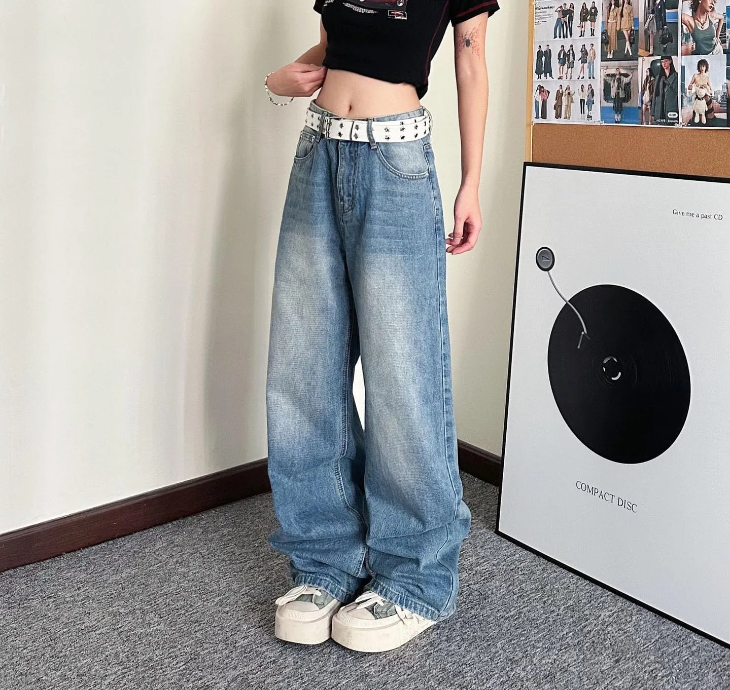 Baggy Jeans for Woman Y2k Pants Straight Leg High Waisted Jeans Womens Boyfriend Vintage Clothes Streetwear