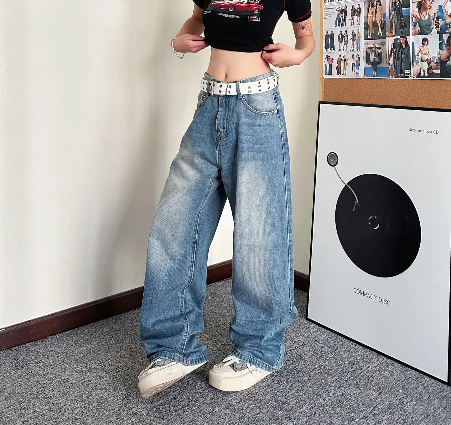 Baggy Jeans for Woman Y2k Pants Straight Leg High Waisted Jeans Womens Boyfriend Vintage Clothes Streetwear