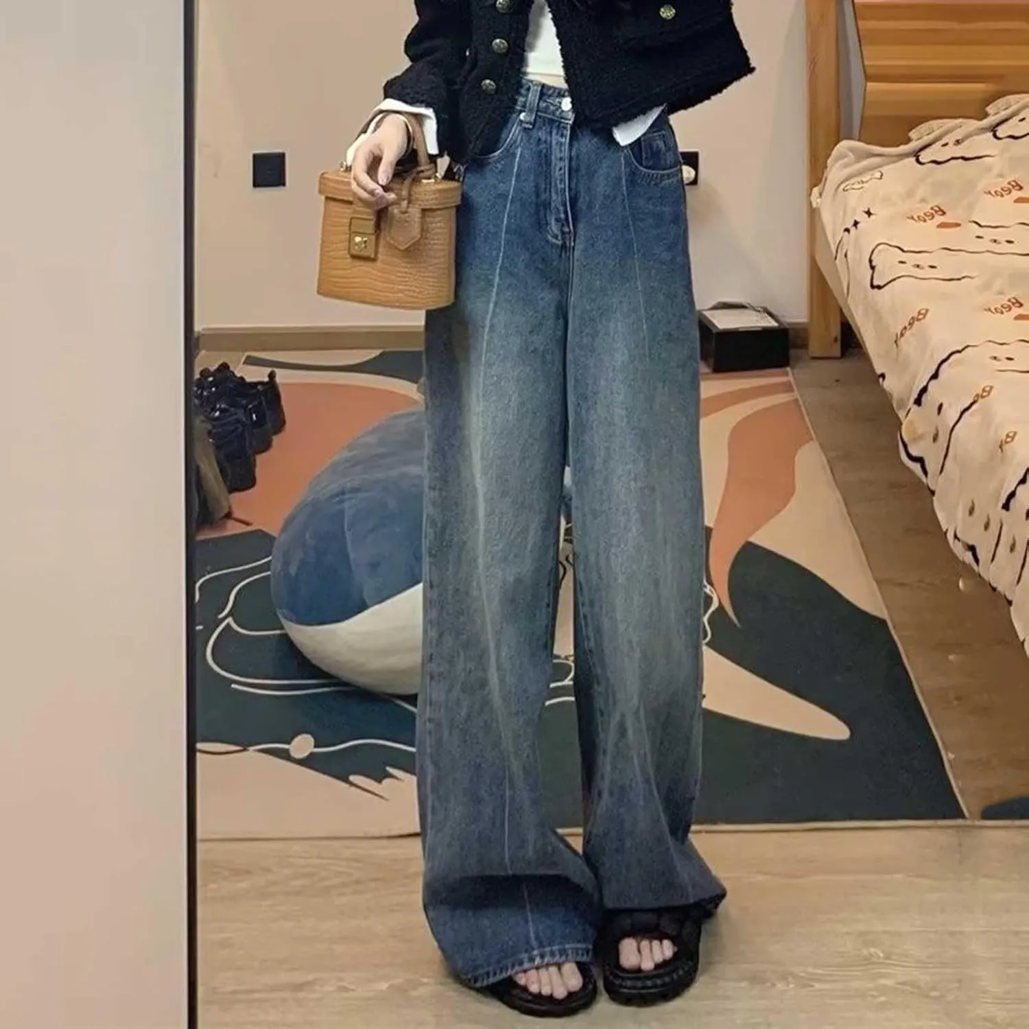 Baggy Jeans for Women High Waist Y2K Boyfriend Jeans Vintage Loose Wide Leg Denim Pants Teen Girls Hiphop Streetwear
