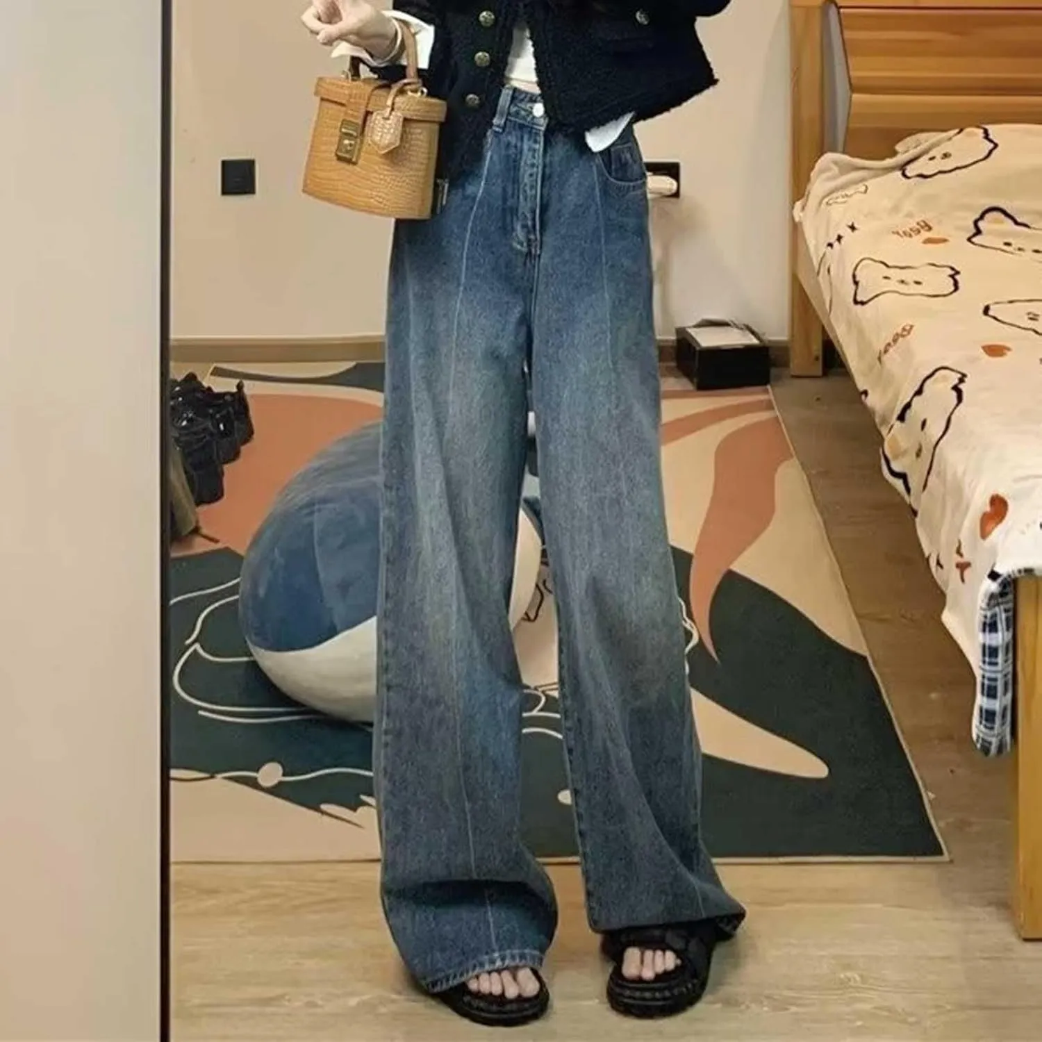 Baggy Jeans for Women High Waist Y2K Boyfriend Jeans Vintage Loose Wide Leg Denim Pants Teen Girls Hiphop Streetwear