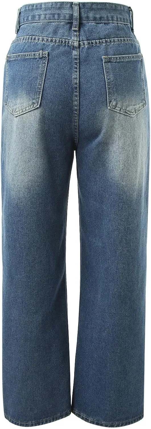 Baggy Jeans for Women High Waist Y2K Boyfriend Jeans Vintage Loose Wide Leg Denim Pants Teen Girls Hiphop Streetwear