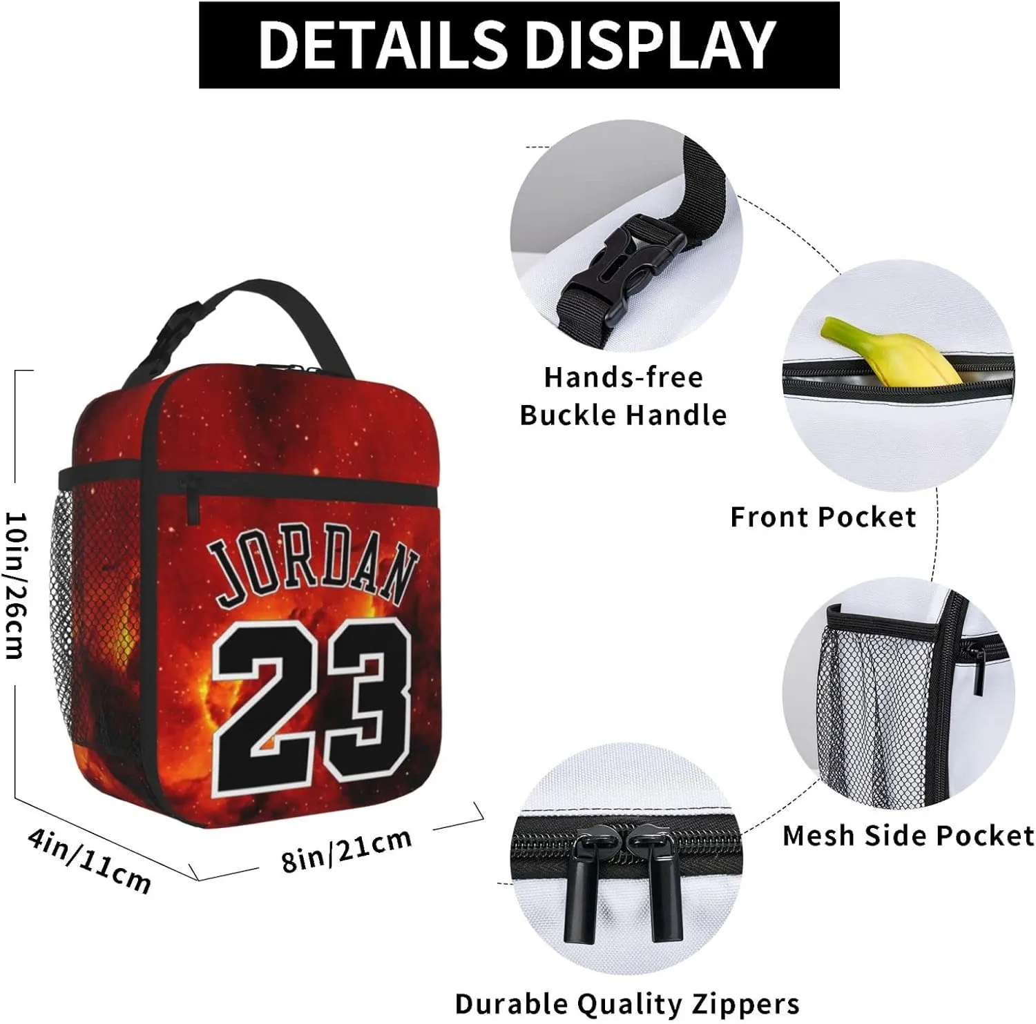 Basketball 23 Lunch Bag Women's Men's Insulated Lunch Box Reusable Girls Boys Lunch Tote Portable Bag for Work, Picnic, Travel