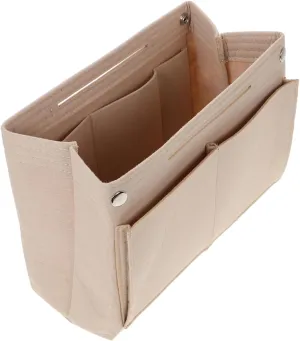 Beige Double Felt Makeup Bag Organizer Insert Multifunctional Travel Cosmetic Storage with Spacious Capacity Inner Compartments for Easy Access to Beauty Essentials