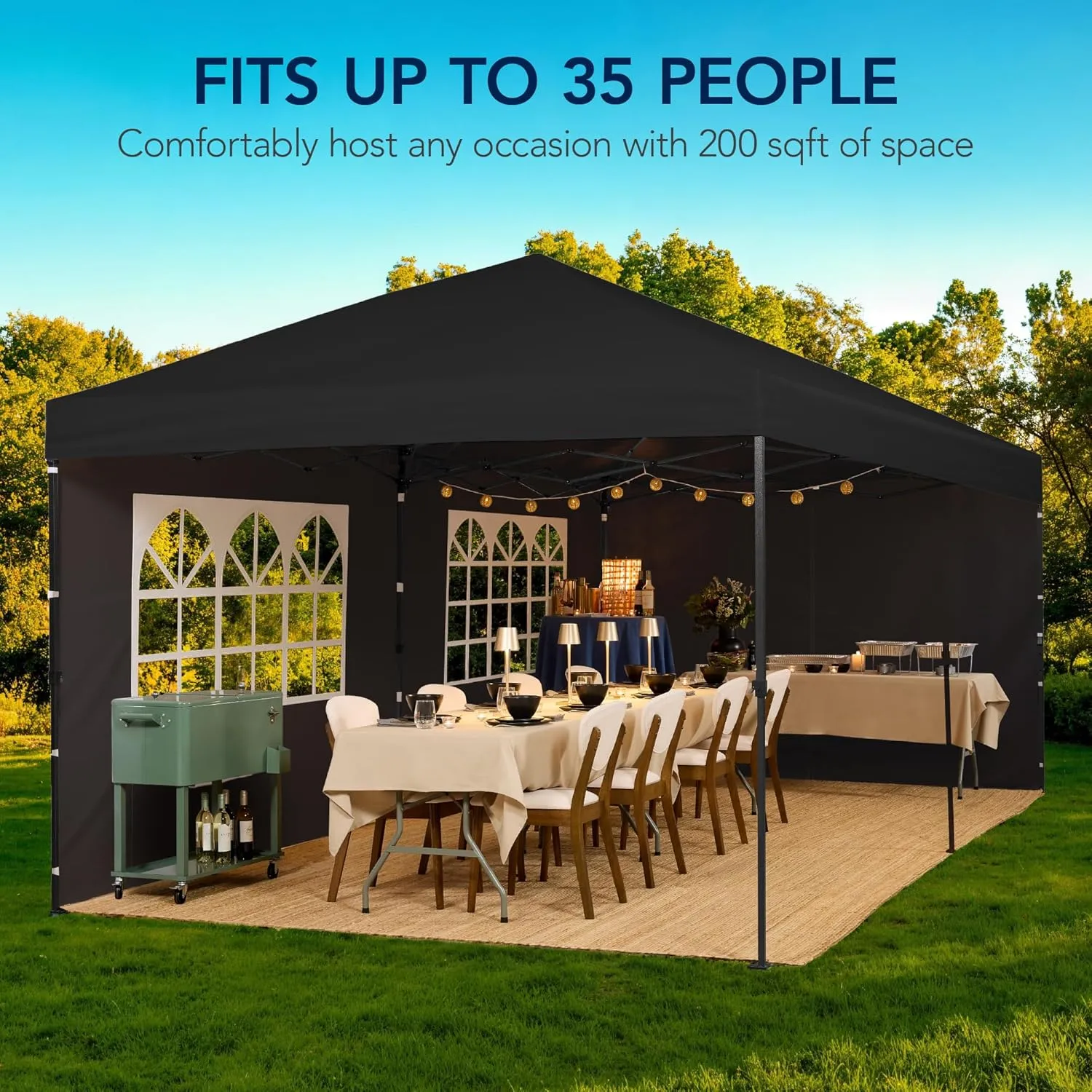 Best Choice Products 10x20 Party Tent, Heavy Duty Waterproof Large Outdoor Event Easy Pop Up Canopy Shelter w/Sidewalls, 1-Button Setup, Wheeled Case, Weight Bags - Black