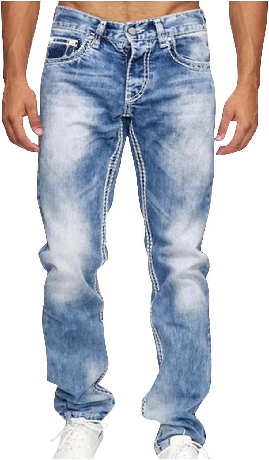 Big and Tall Jeans for Men Distressed Washed Straight Wide Leg Y2k Baggy Jeans Skater Hip Hop Vintage 80s Streetwear