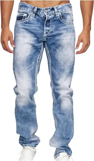 Big and Tall Jeans for Men Distressed Washed Straight Wide Leg Y2k Baggy Jeans Skater Hip Hop Vintage 80s Streetwear