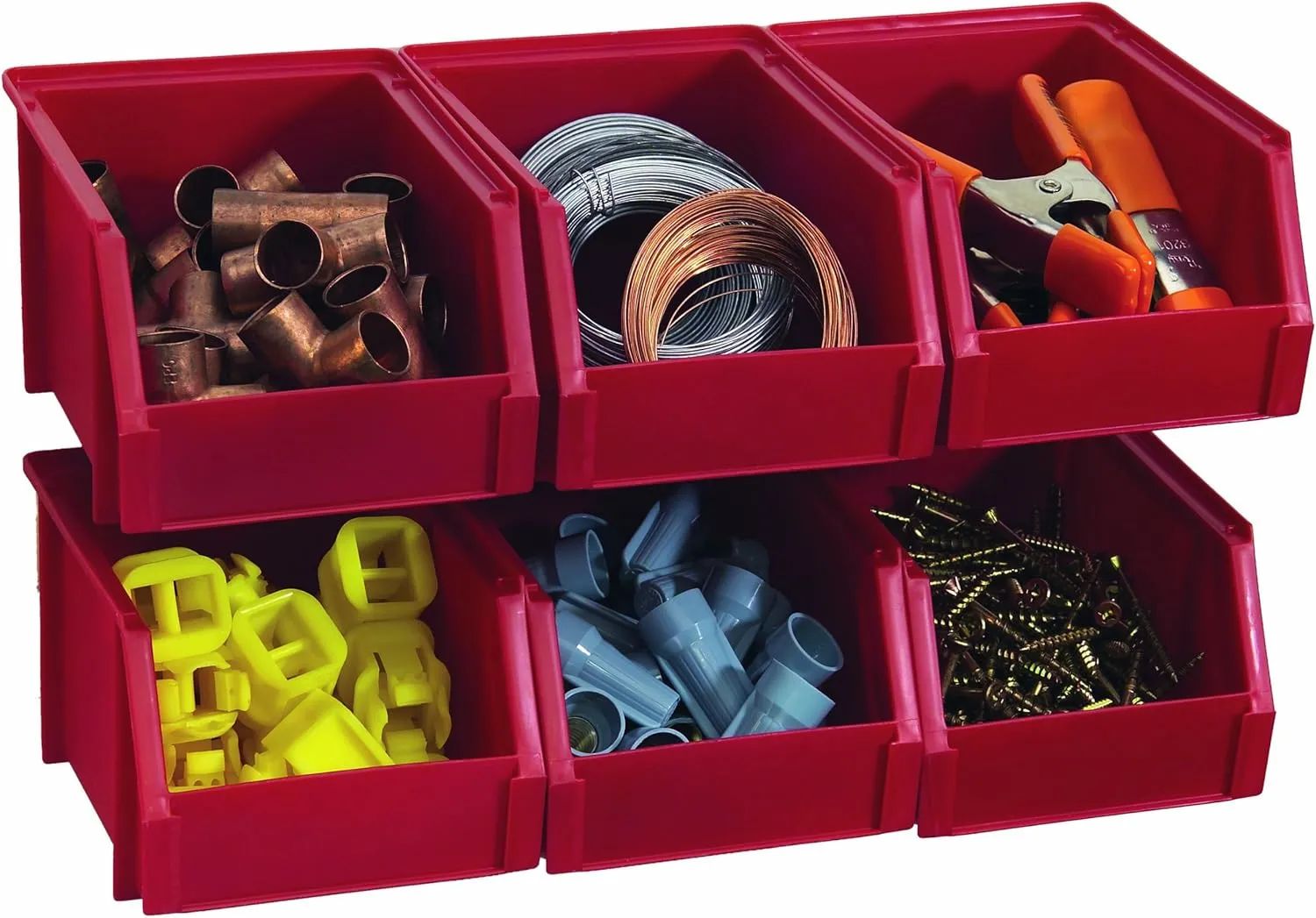 BIN-503-Pack Small Bin 6 Pack with Hangers, Red