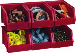BIN-503-Pack Small Bin 6 Pack with Hangers, Red