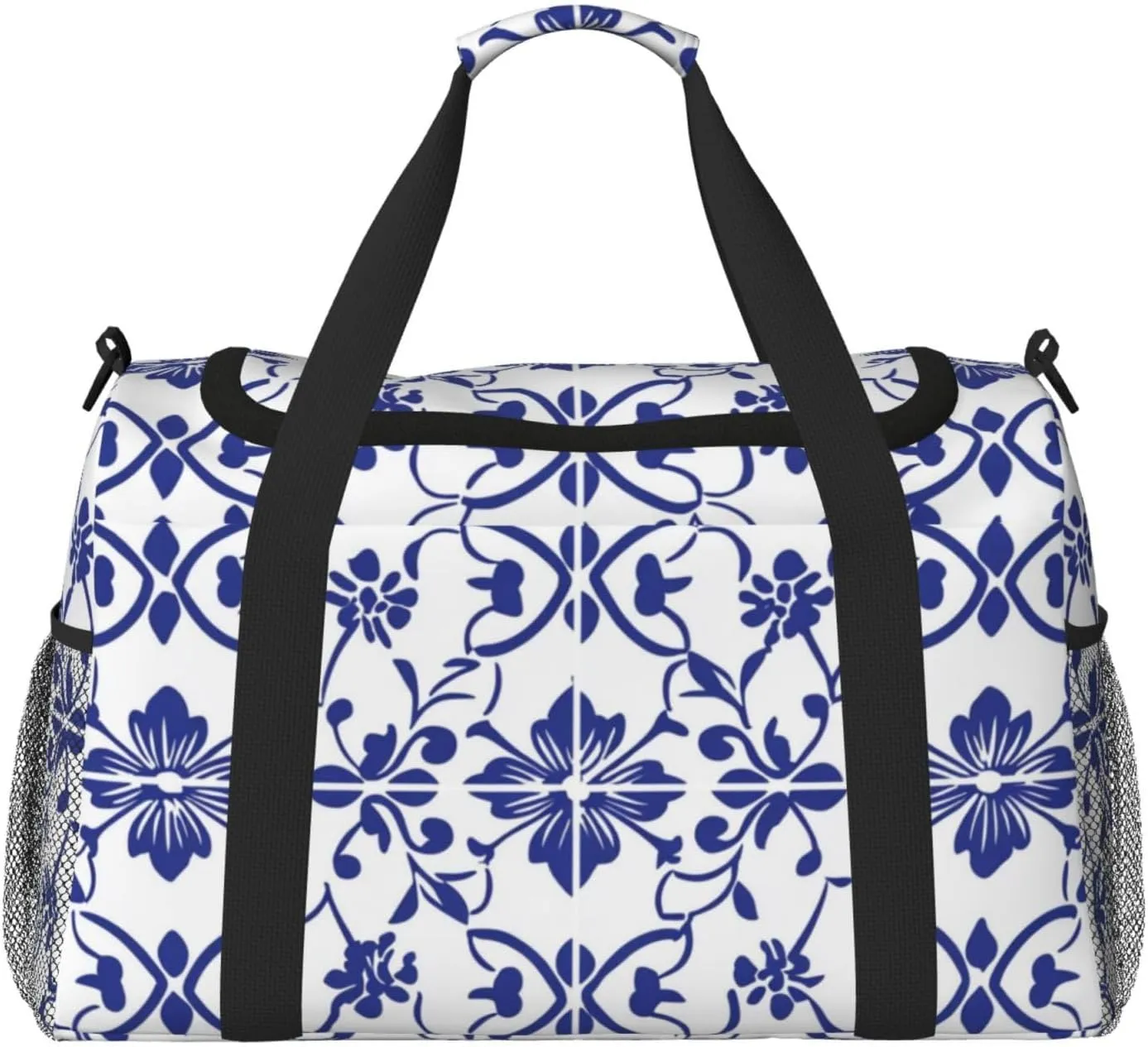 Blue And White Porcelain Chinaware Travel Duffel Bag Tote Bag Sports Gym Bag For Women And Men