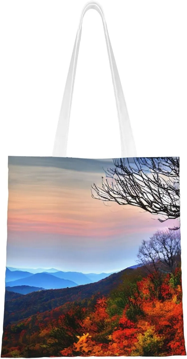 Blue Ridge Mountains print Canvas Tote Bag for Women,Womens Purse Handbags for Travel Beach Nurse College Gift