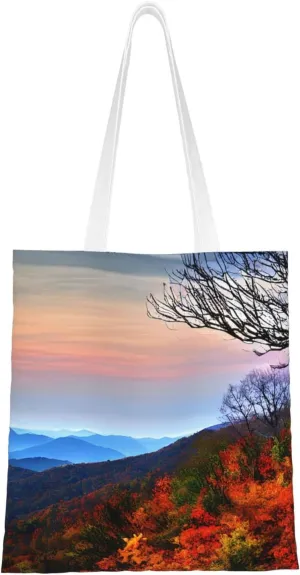 Blue Ridge Mountains print Canvas Tote Bag for Women,Womens Purse Handbags for Travel Beach Nurse College Gift
