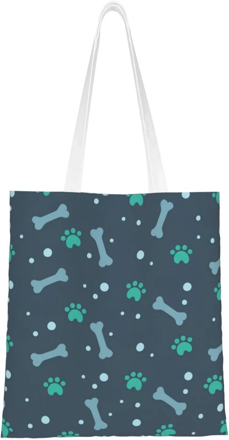 Bones and dog claws print Canvas Tote Bag for Women,Womens Purse Handbags for Travel Beach Nurse College Gift