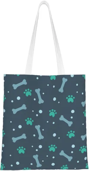 Bones and dog claws print Canvas Tote Bag for Women,Womens Purse Handbags for Travel Beach Nurse College Gift