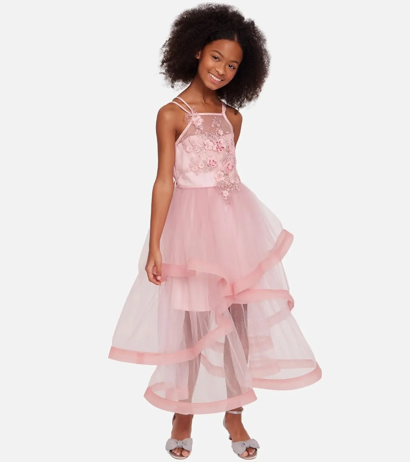 Bonnie Jean Girls 7-16 Embellished Bodice Horsehair Hem Ballgown Dress