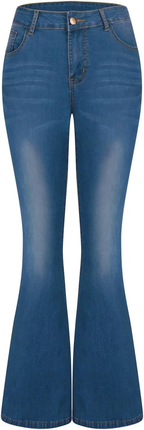 Bootcut Pants for Women Elastic Low Waist Denim Pants Trending Casual Stretch Slim Fit Flare Jeans with Pocket