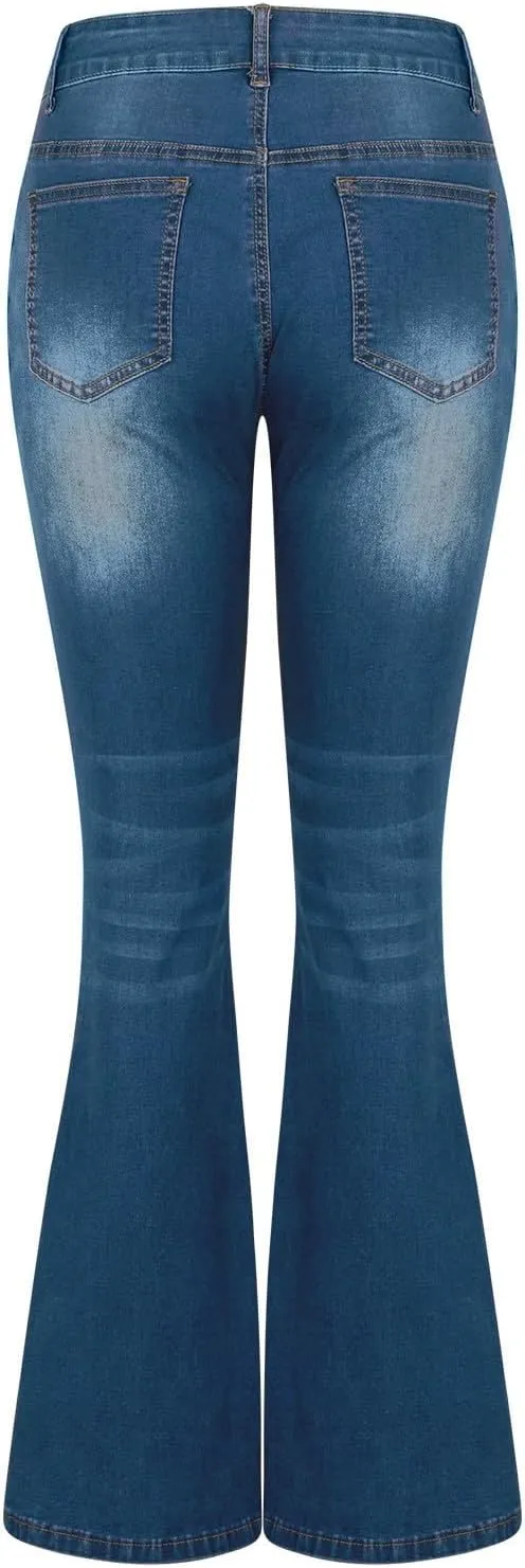 Bootcut Pants for Women Elastic Low Waist Denim Pants Trending Casual Stretch Slim Fit Flare Jeans with Pocket