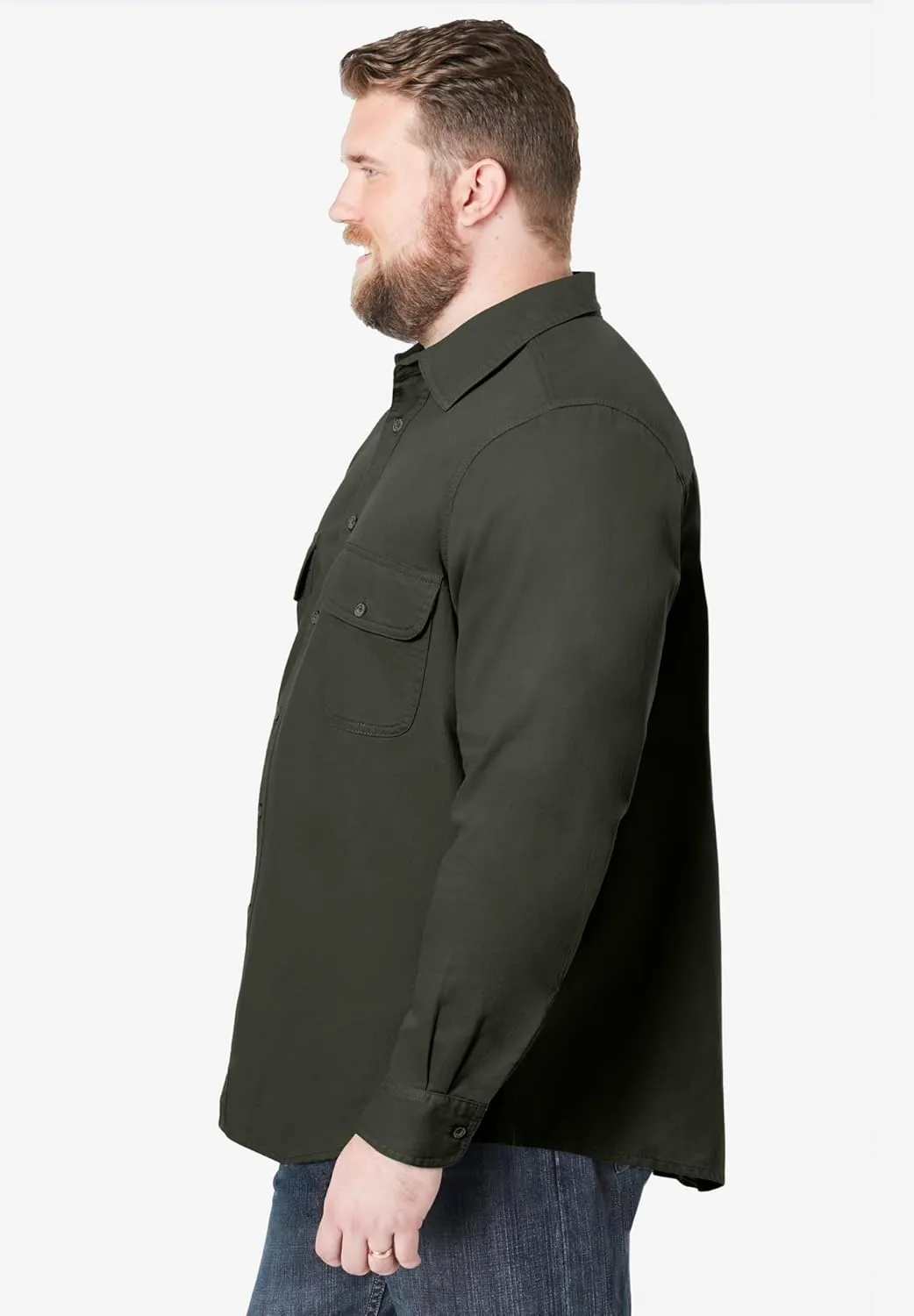 Boulder Creek by Kingsize Men's Big & Tall Long Sleeve Denim and Twill Shirt