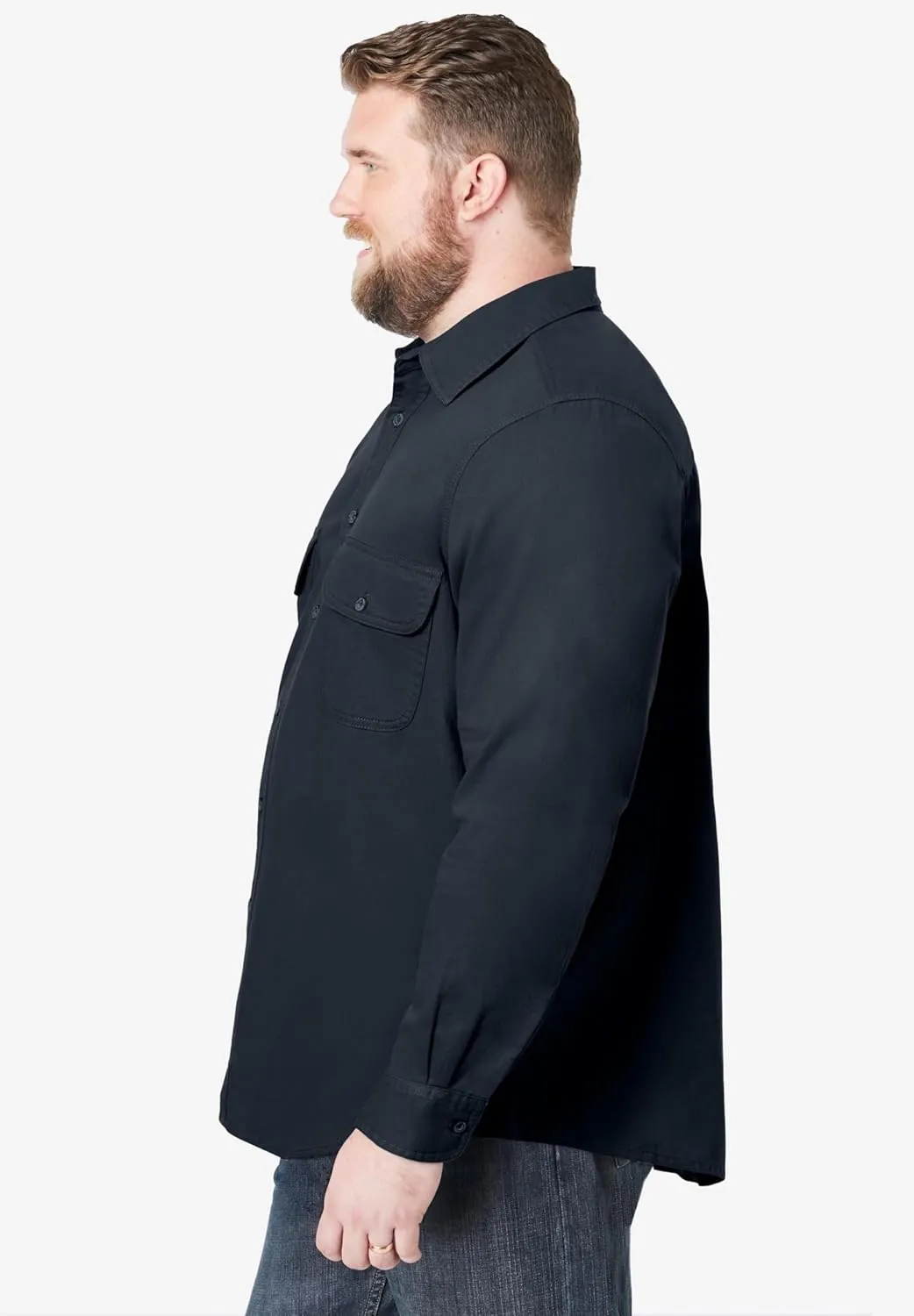 Boulder Creek by Kingsize Men's Big & Tall Long Sleeve Denim and Twill Shirt